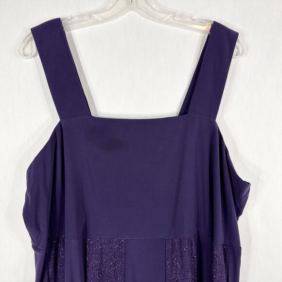 Maggie Barnes Plus Size 18W Dress Purple Sparkly Midi Formal Sleeveless‎ 1694 - Picture 5 of 9